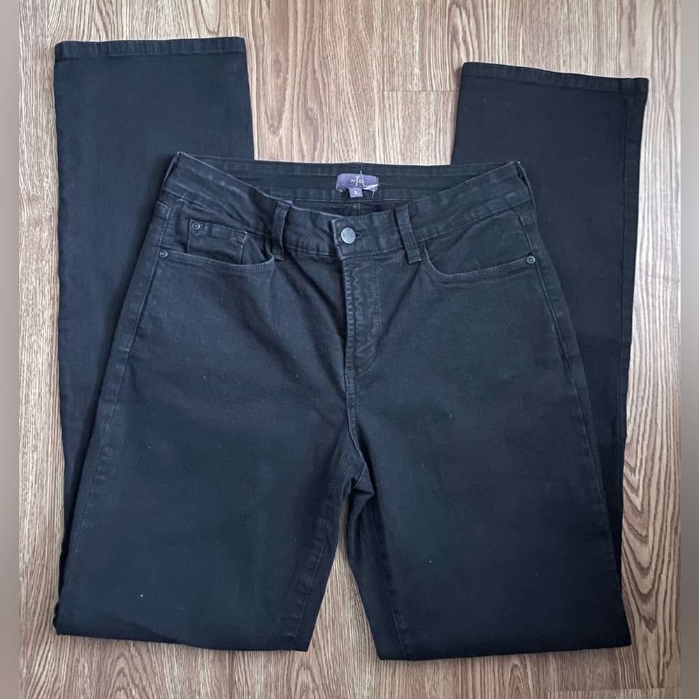 NYDJ Black Straight Leg with Embellished Pockets Size 8